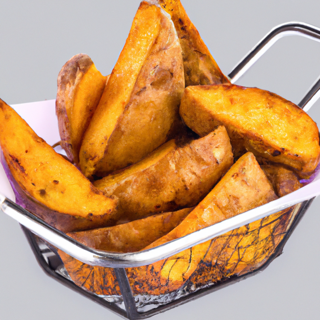 the golden perfection of crispy Air Fryer Potato Wedges, their tantalizing aroma wafting through the air