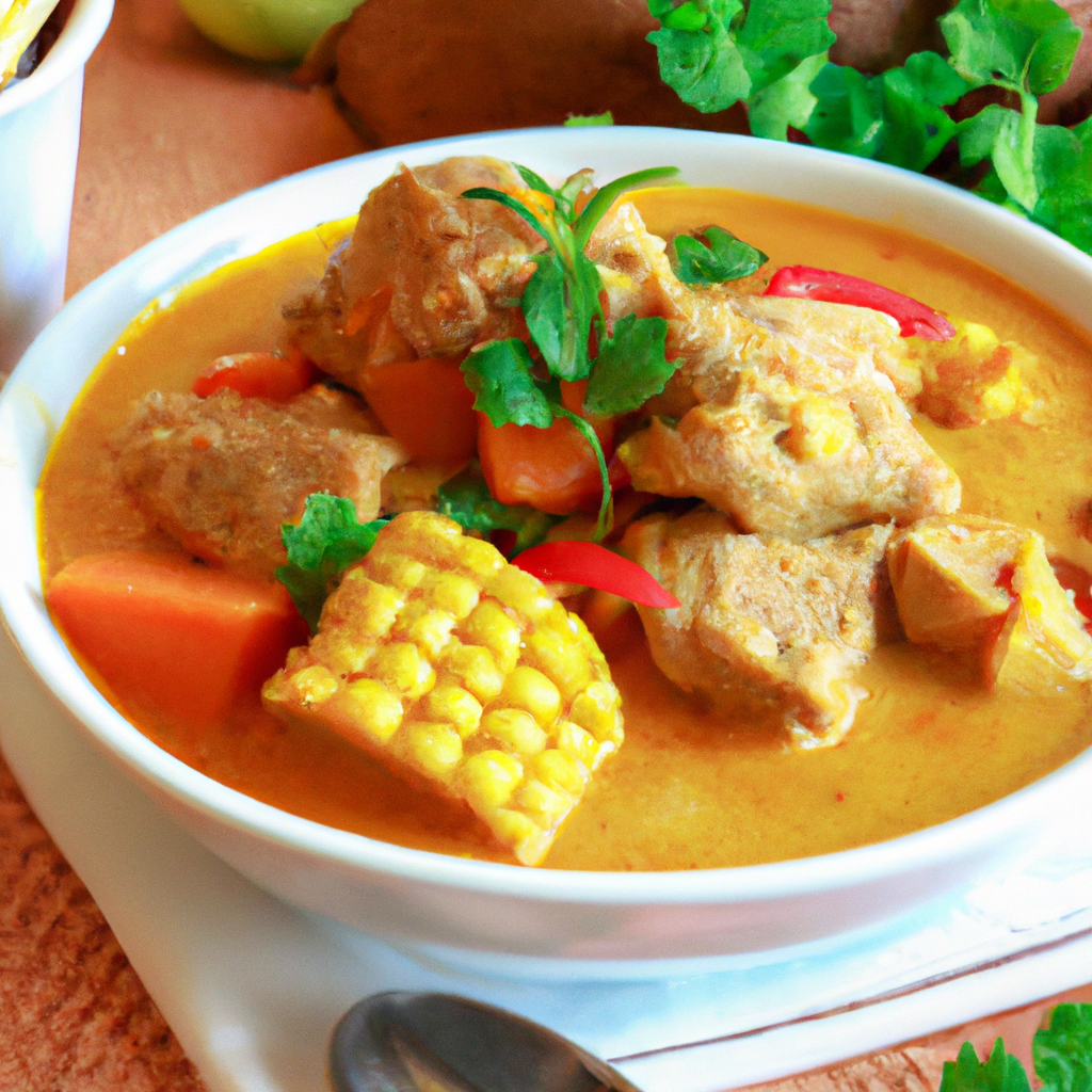 An image that showcases a vibrant slow cooker filled with rich, creamy coconut curry simmering with tender chunks of meat, colorful vegetables, and fragrant herbs, evoking a mouthwatering aroma