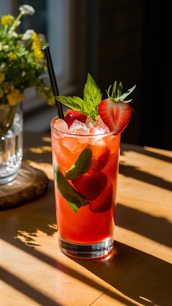 refreshing strawberry basil beverage