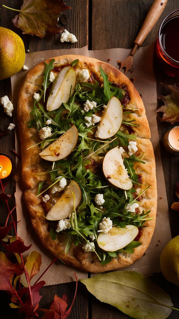 savory pear gorgonzola flatbread